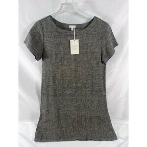 Garnet Hill Womens Dress Black Cream Size 10 A-Line 100% Linen NWT